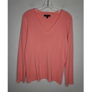 Banana Republic coral peach long sleeve merino wool v-neck sweater - XL